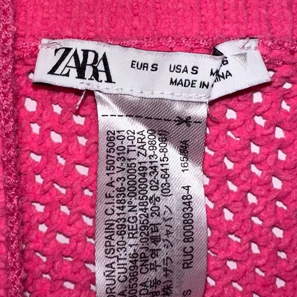Zara Pink Knit Halter Crop Top Size Small - Picture 3 of 11